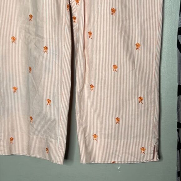 Evan Picone Women's Orange and White Trousers w/ Embroidered Flowers - Picture 8 of 9
